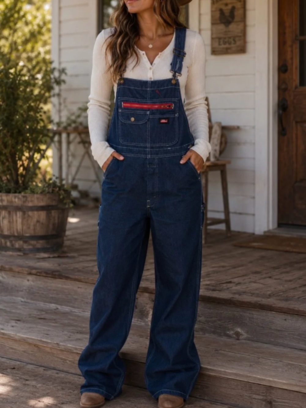 Dickies Red Zipper Front Bib Overalls